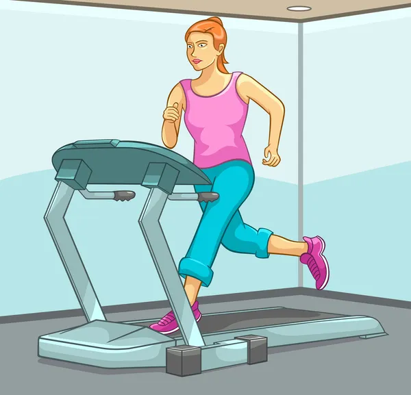 Female Running on Treadmill — Stock Vector
