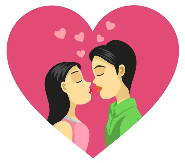 जोड़ा चुंबन, प्यार, रोमांस — स्टॉक वेक्टर