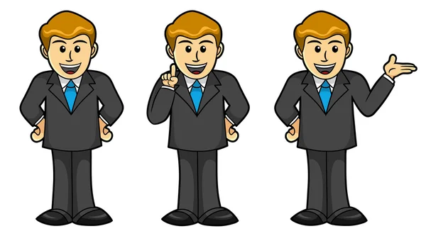 Homem de negócios masculino em poses diferentes, Desenhos animados —  Vetores de Stock