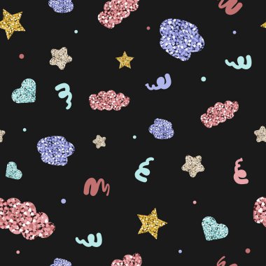 Sevimli el çizimi elellemeleriyle kusursuz sim desenli arkaplan