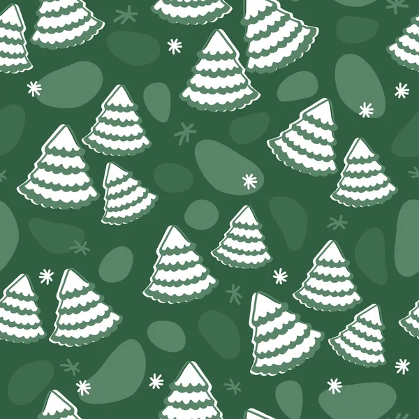Nahtlose Grüne Weihnachten Muster Hintergrund Mit Hand Zeichnen Schicht Kiefer — Stockvektor