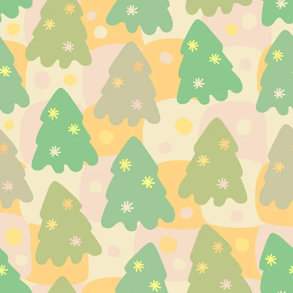 Kusursuz Çok Şirin Bir Noel Arkaplanı Çizimi Pastel Çam Ağacı — Stok Vektör