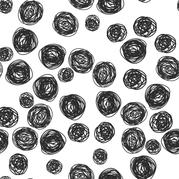 Seamless Messy Pattern Background Com Monochrome Hand Draw Polka Dot — Vetor de Stock