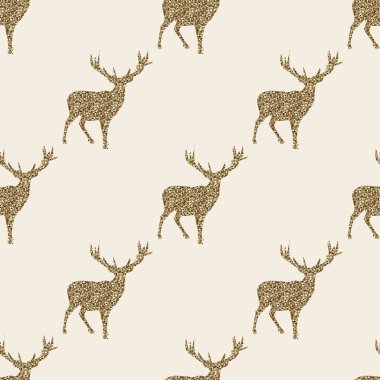 Kusursuz noel şenliği arkaplanı altın rengeyiği damgalı.