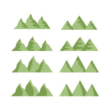 set of green mountains , cartoon vector 