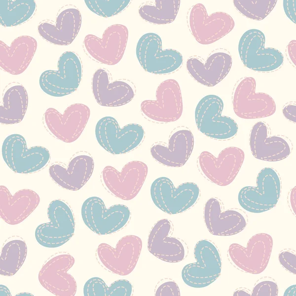 Seamless Multicolour Doodle Heart Shape Pattern Background Kids Pattern — Stock Vector