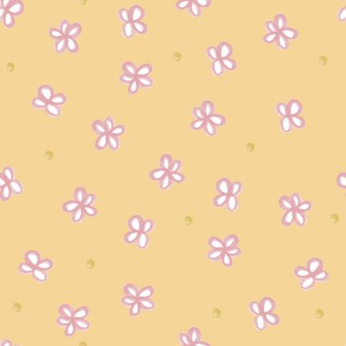 Tebeşir renginden el çizimi çiçek, çocuk desenli kusursuz karalama arkaplanı