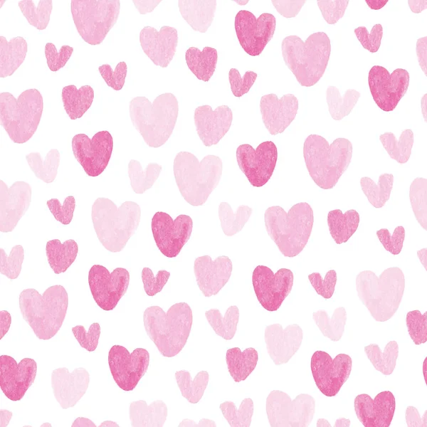 Fondo Patrón San Valentín Sin Costuras Con Lindo Corazón Acuarela — Archivo Imágenes Vectoriales