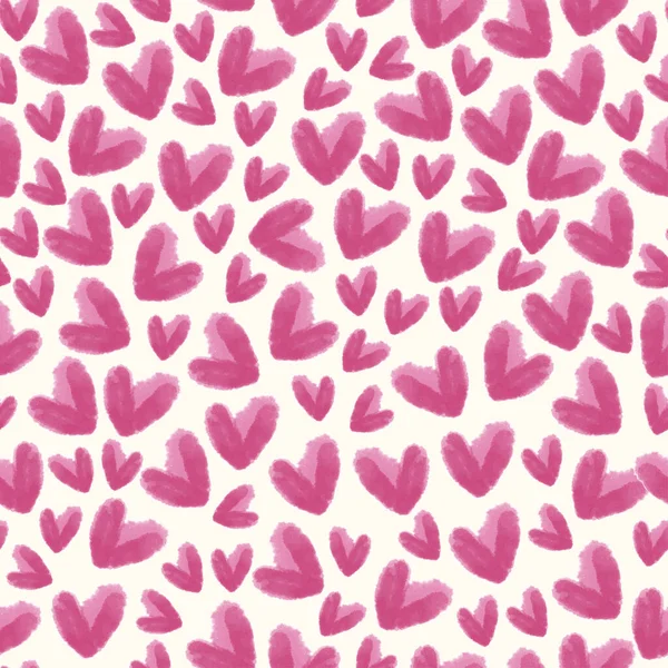 Sem Costura Padrão Fundo Valentine Com Coração Aquarela Rosa Padrão — Vetor de Stock