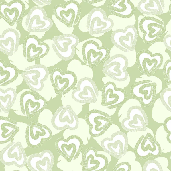 Nahtlose Valentine Muster Hintergrund Mit Grünem Herz Kinder Muster — Stockvektor