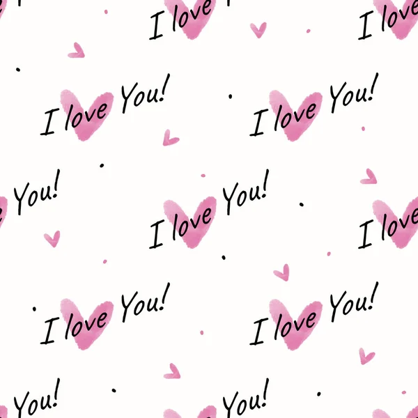 Nahtlose Valentine Muster Hintergrund Mit Rosa Herz Und Worte Ich — Stockvektor