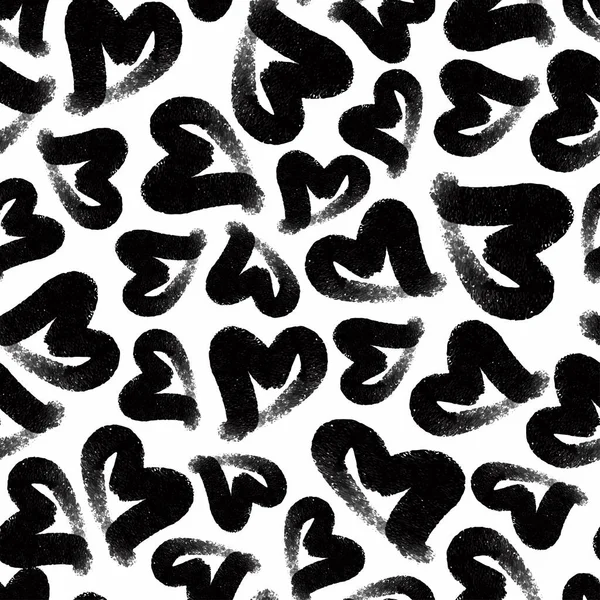 Nahtlose Einfache Muster Hintergrund Mit Kritzelherz Valentinskarte — Stockvektor