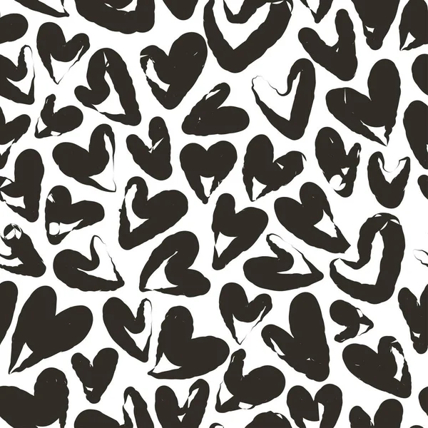 Nahtloser Monochromer Valentinstag Hintergrund Mit Schwarzem Herz Valentinskarte — Stockvektor
