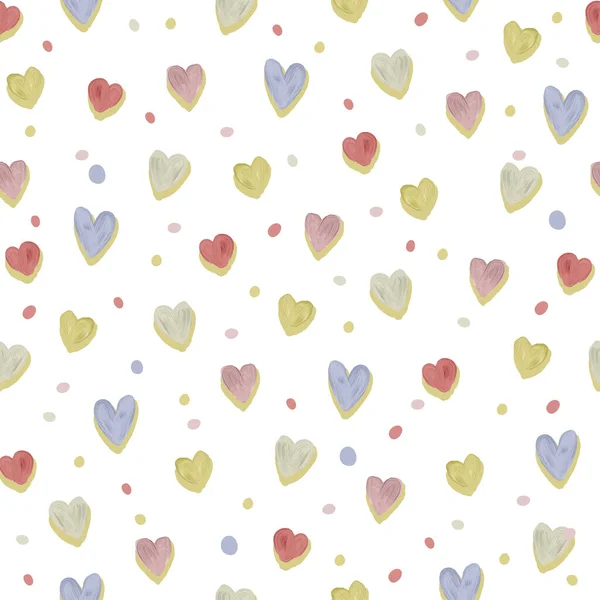 Nahtlose Glückliche Valentinstag Auf Weißem Hintergrund Mit Doodle Herzform Grußkarte — Stockvektor