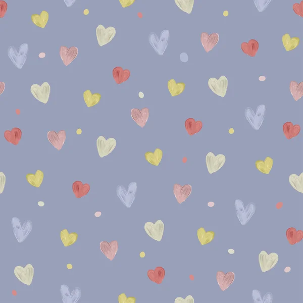 Seamless Happy Valentine Day Pattern Background Doodle Heart Shape Greeting — Stock Vector