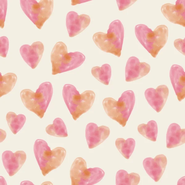 Šťastný Valentýn Vzor Pozadí Akvarelem Srdce Tvaru Srdce Přání — Stockový vektor