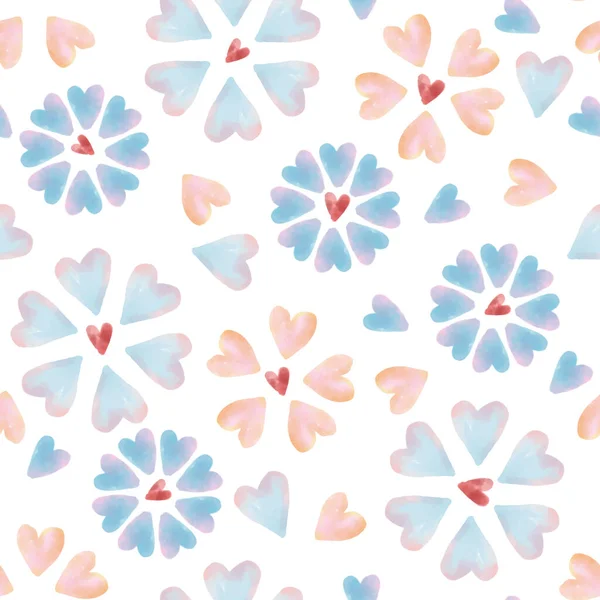 Nahtloser Valentinstag Hintergrund Mit Blume Aus Herzform Grußkarte — Stockvektor