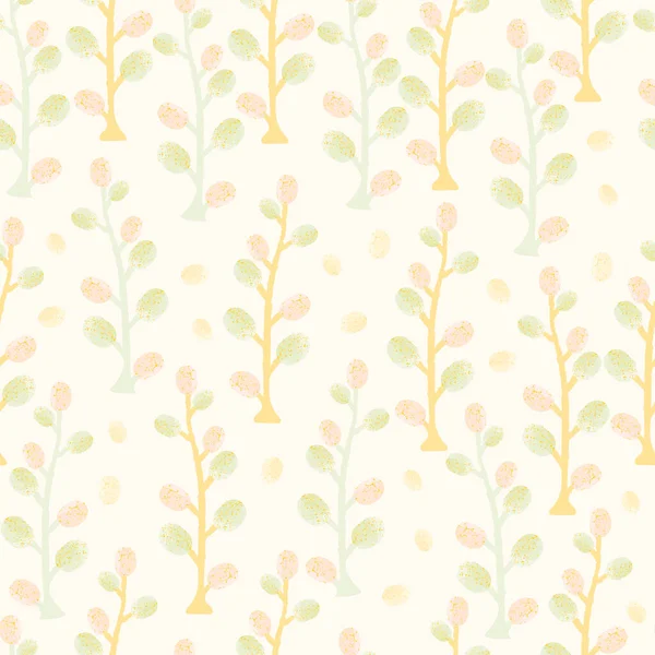 Sans Couture Mignon Dessin Main Fond Arbre Pastel Carte Vœux — Image vectorielle