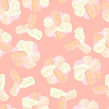 Pembe arka planda pürüzsüz parlak çiçek, şirin tebrik kartı veya kumaş