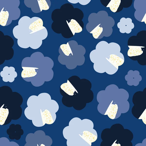 Fond Fleur Bleu Sans Couture Carte Vœux Mignon Tissu — Image vectorielle