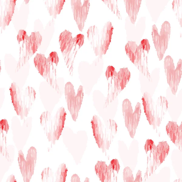 Nahtlose Rot Weiße Skizze Herzform Muster Hintergrund — Stockvektor