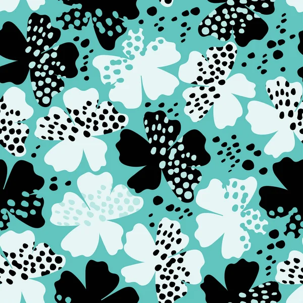 Patrón Flor Punto Sin Costura Sobre Fondo Verde — Vector de stock