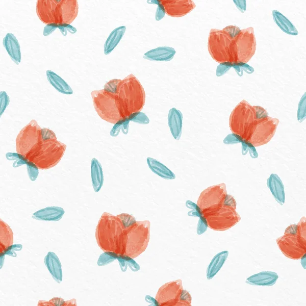Fond Motif Fleur Aquarelle Rouge Sans Couture Carte Souhaits — Image vectorielle