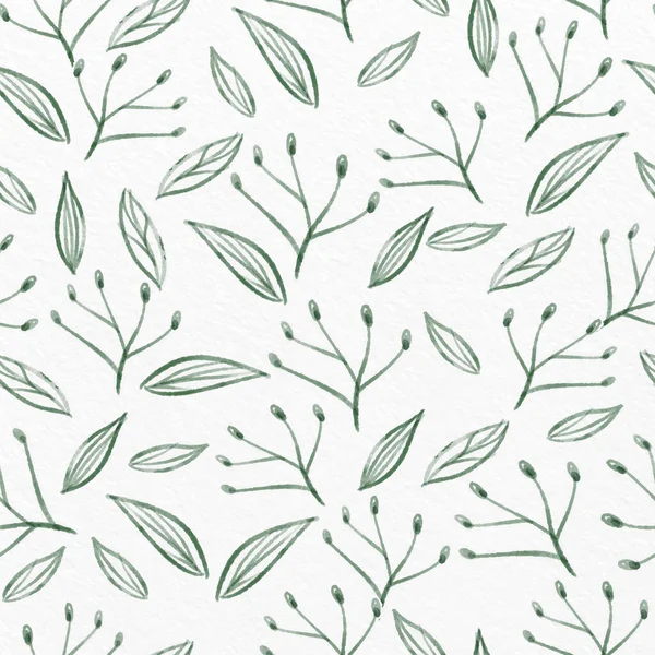 Kağıt arkaplanda kusursuz yeşil yapraklar çizer, klasik tebrik kartı.