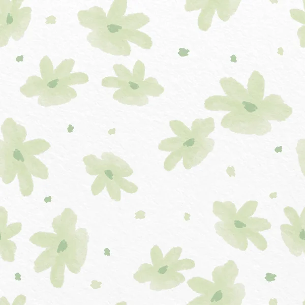 Nahtlose Niedliche Grüne Blütenmuster Auf Weißem Papierhintergrund Grußkarte Oder Stoff — Stockvektor