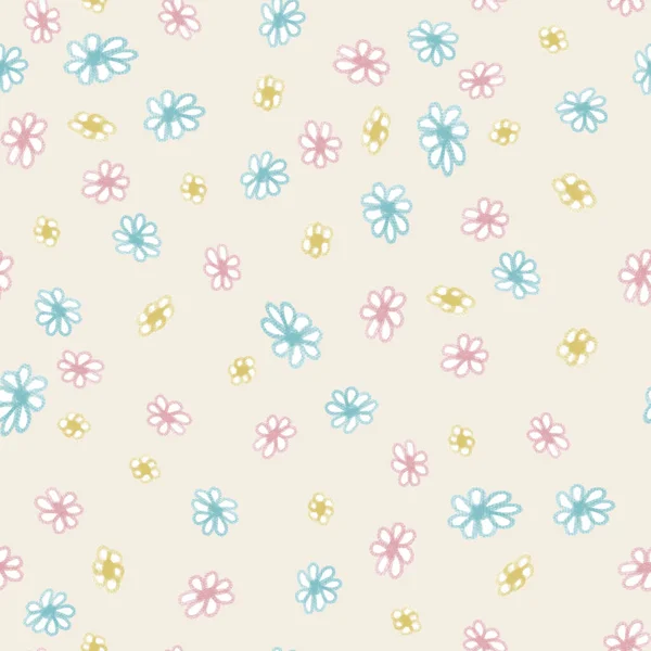 Nahtlose Handgezeichnete Kleine Blumenmuster Hintergrund Grußkarte Oder Stoff — Stockvektor