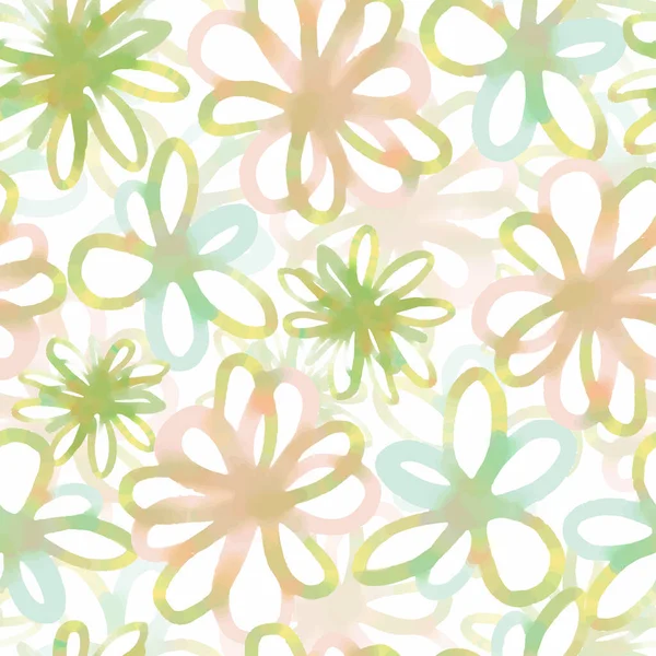 Seamless Summer Pattern Background Doodle Paster Flowers Greeting Card Fabric — стоковый вектор