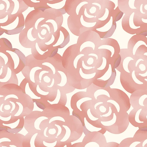 Seamless Hand Drawn Watercolour Roses Pattern Background Greeting Card Fabric — Stockvektor