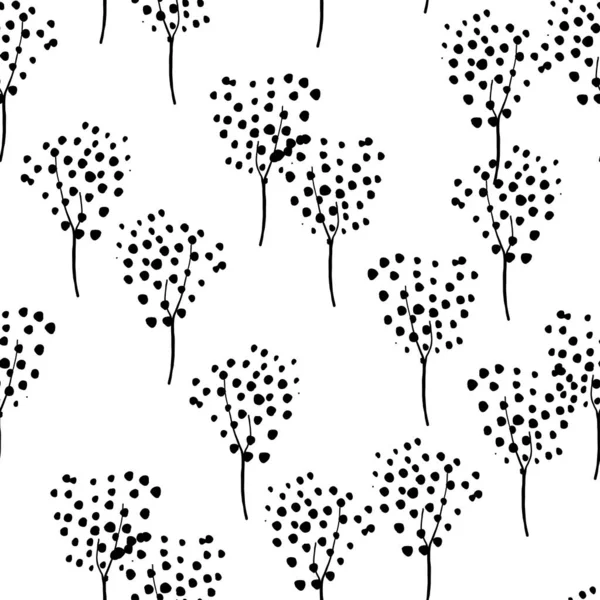 Seamless Simple Dot Tree Pattern Background Greeting Card Fabric — стоковый вектор