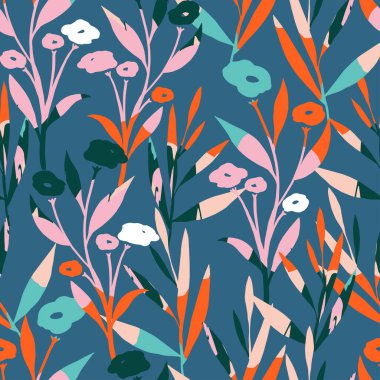 Kusursuz soyut çiçekler ve desenli arkaplan, tebrik kartı veya kumaş