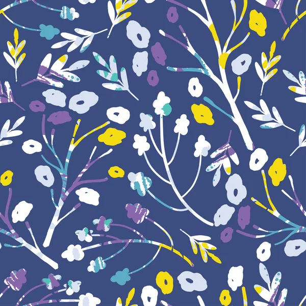 Seamless Abstract Doodle Flowers Pattern Background Greeting Card Fabric — Vetor de Stock