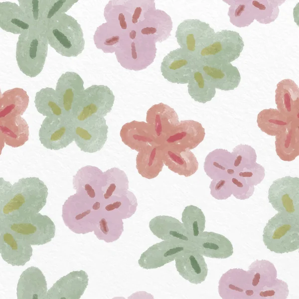 Seamless Mixed Hand Drawn Flowers Pattern Background Greeting Card Fabric — Stockvektor