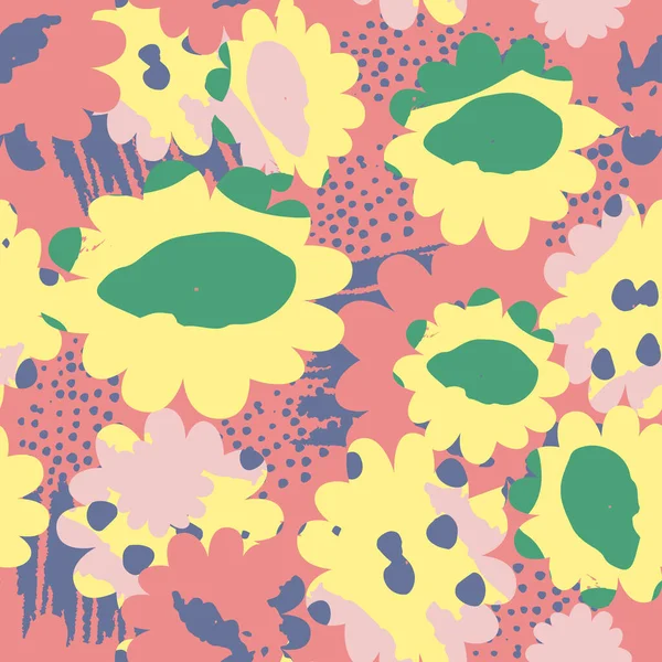 Nahtlose Pastell Blumen Muster Hintergrund Grußkarte Oder Stoff — Stockvektor