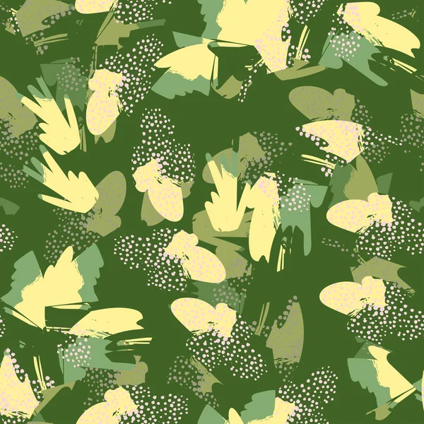 Sans Couture Abstenir Dessiné Main Vert Jungle Motif Fond Carte — Image vectorielle
