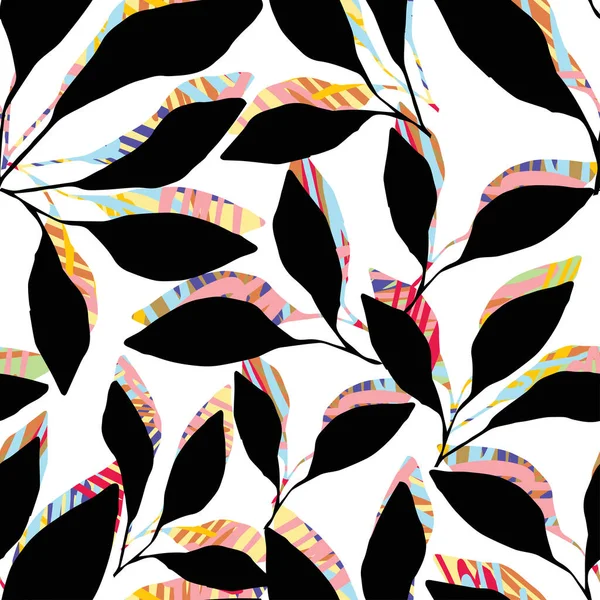 Nahtlose Gemischte Abstrakte Blätter Muster Hintergrund Grußkarte Oder Stoff — Stockvektor