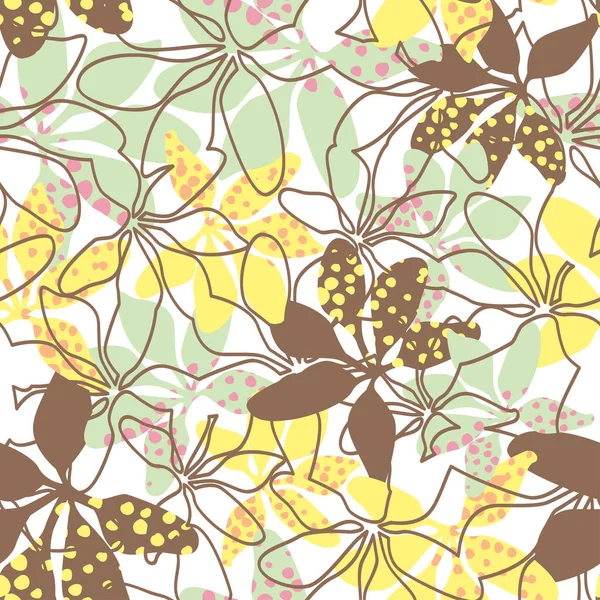 Fleurs Abstraites Dessinées Main Sans Couture Fond Motif Orchidée Carte — Image vectorielle