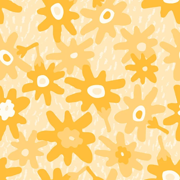 Sans Couture Mixte Orange Fleurs Dessinées Main Motif Fond Carte — Image vectorielle