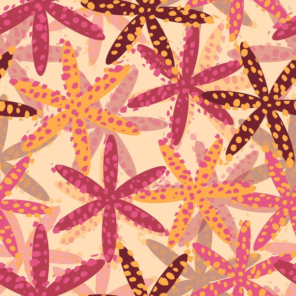 Nahtlose Mehrfarbige Handgezeichnete Blumen Wie Ein Sternenmuster Hintergrund Grußkarte Oder — Stockvektor