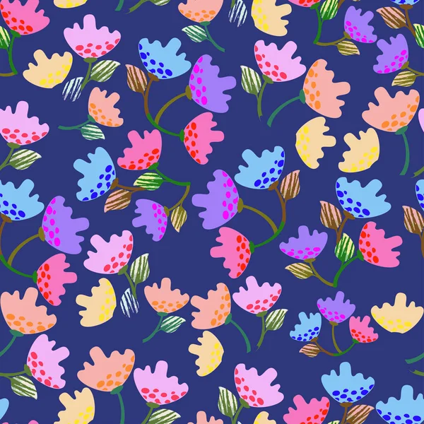 Sömlös Flerfärgad Många Små Blommor Mönster Bakgrund Gratulationskort Eller Tyg — Stock vektor