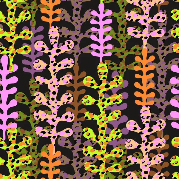 シームレスな多色植物パターン背景 グリーティングカードまたはファブリック — ストックベクタ