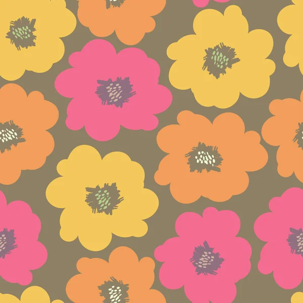 Nahtlose Gemischte Mehrfarbige Blumen Muster Hintergrund Grußkarte Oder Stoff — Stockvektor