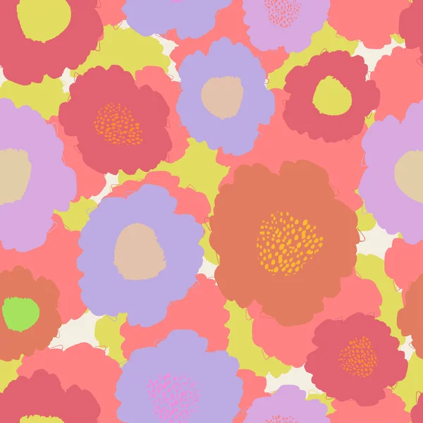 Seamless Doodle Flowers Pattern Background Greeting Card Fabric — стоковый вектор