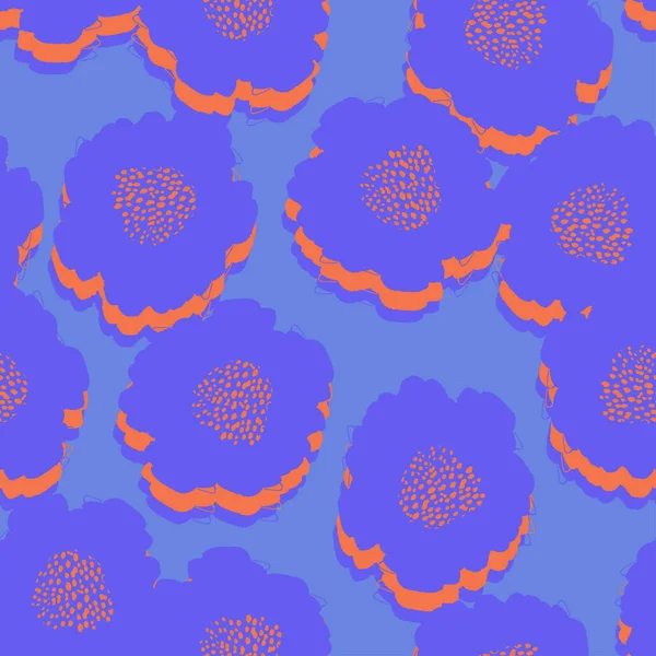 Бесшовный Синий Цветочный Узор Фон Открытка Ткань — стоковый вектор