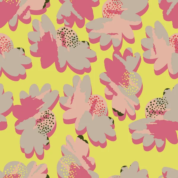 Fond Motif Fleur Rose Sans Couture Doodle Carte Vœux Tissu — Image vectorielle
