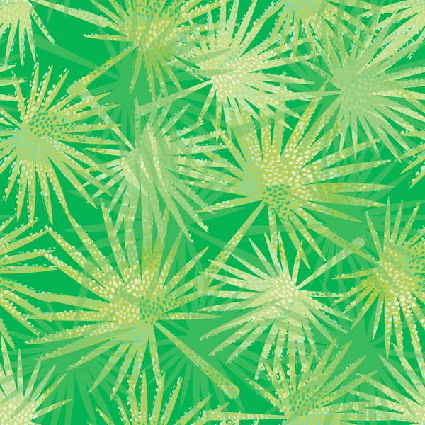 Nahtlose Abstrakte Grüne Palmblätter Muster Hintergrund Grußkarte Oder Stoff — Stockvektor