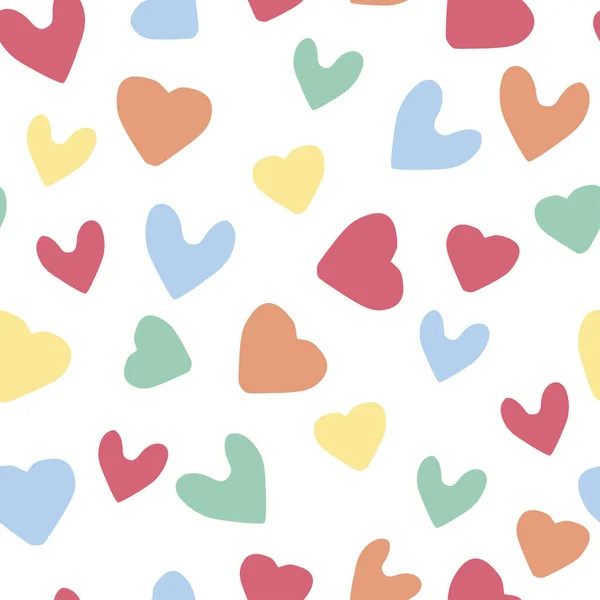 Απρόσκοπτη Πολύχρωμο Φόντο Μοτίβο Σφραγίδα Σχήμα Καρδιάς Ευχετήρια Κάρτα Ύφασμα — Διανυσματικό Αρχείο